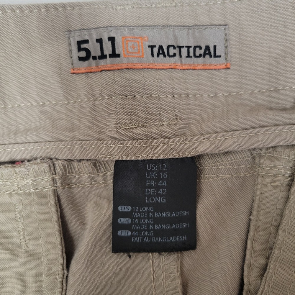 5.11 Tactical Cargo Pants Womens 12 Long Tan Ripstop Gorpcore Techwear Combat - Picture 7 of 9